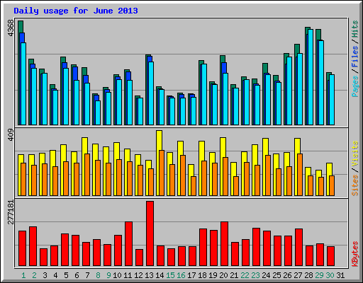 Daily usage for June 2013