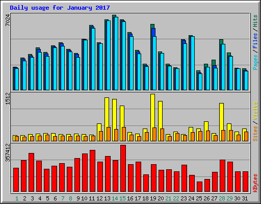 Daily usage for January 2017