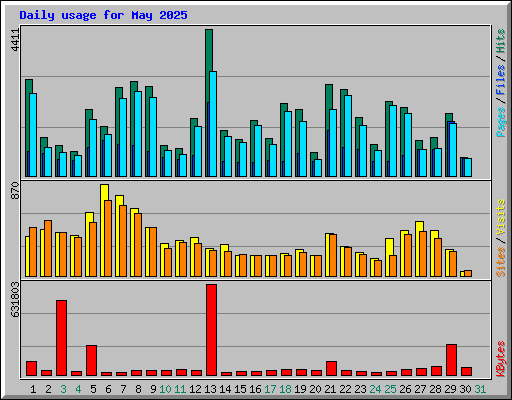 Daily usage for May 2025