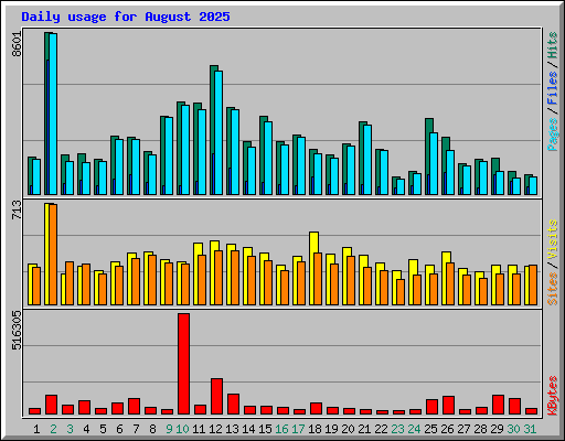 Daily usage for August 2025