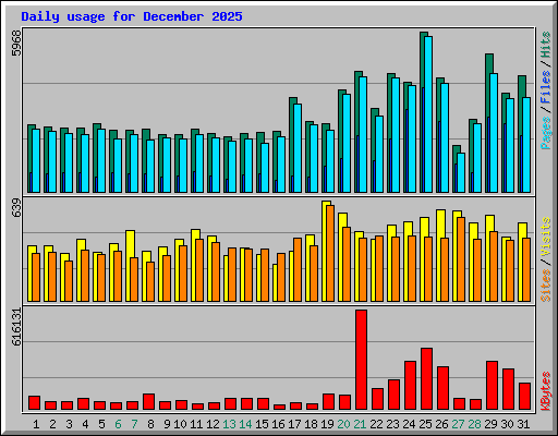 Daily usage for December 2025