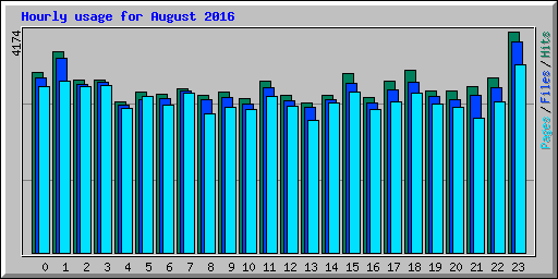Hourly usage for August 2016